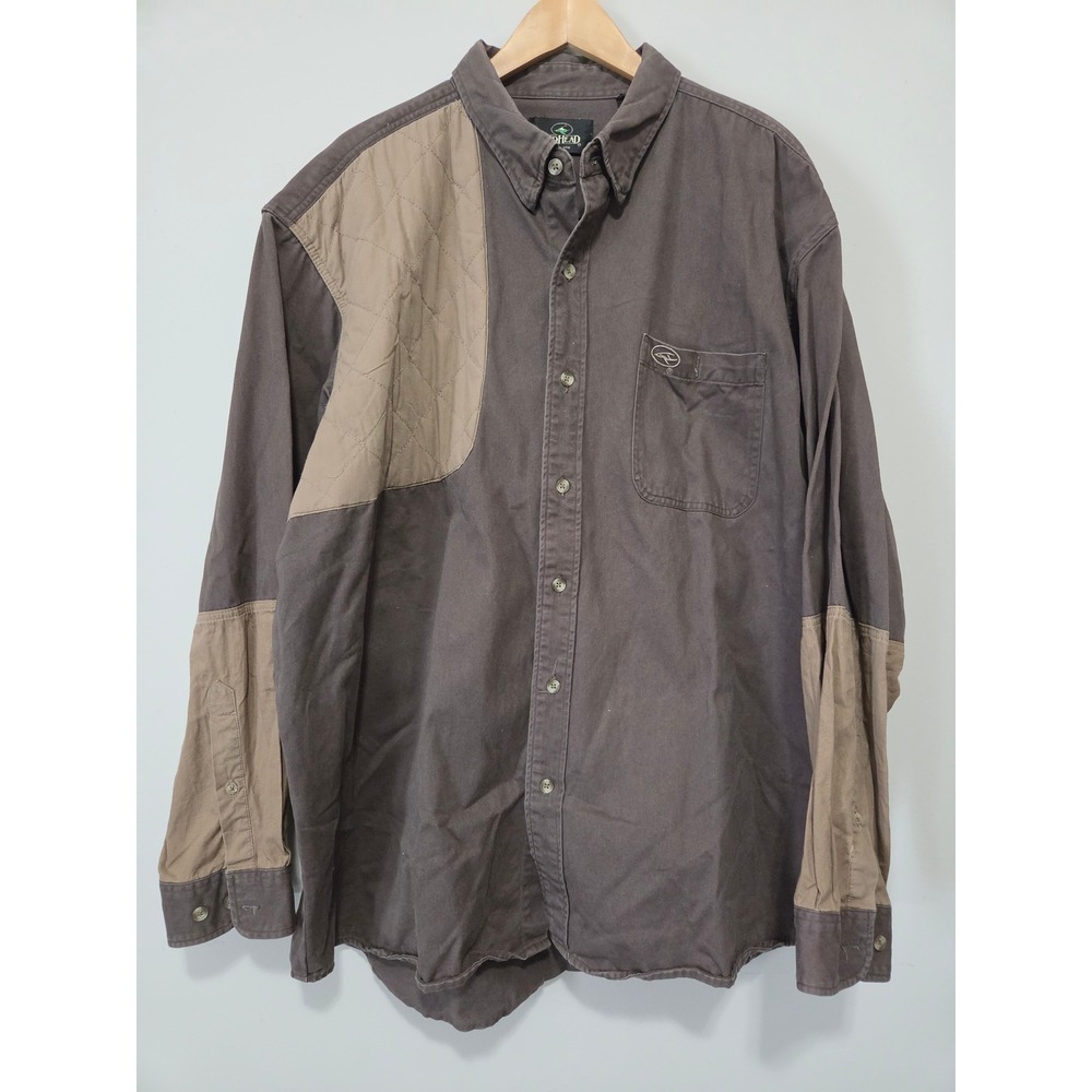 RedHead Mens 2XL‎ Brown Cotton Canvas Shooting Shirt Quilted Patch Hunting Top